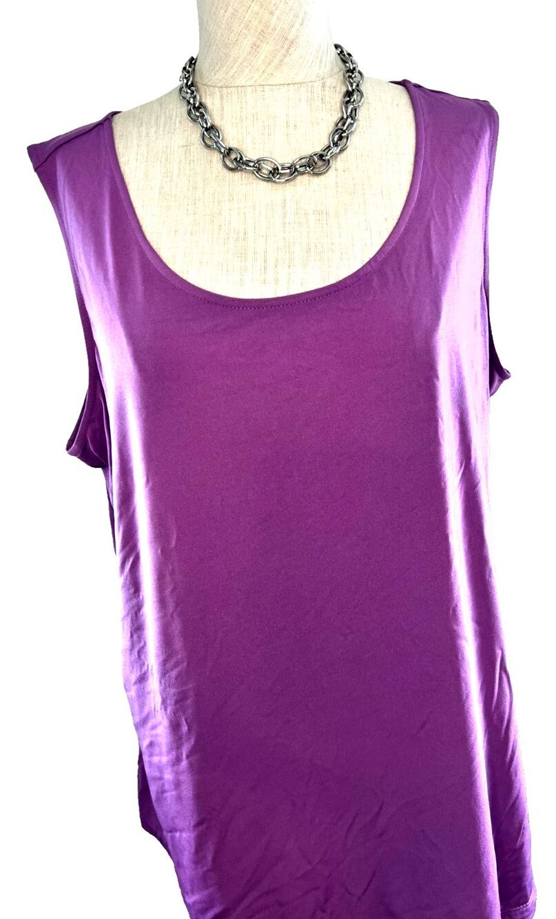 Susan Graver plum satin long dressy tank Size XL